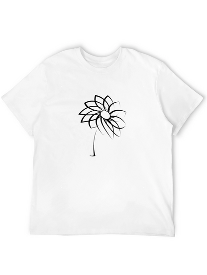 Minimalist Flower Graphic Black T-Shirt