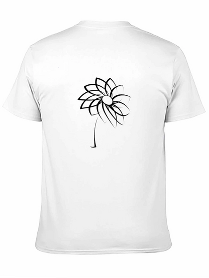 Minimalist Flower Graphic Black T-Shirt