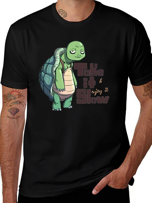 Relaxed Turtle Graphic Tee - Take it Slow & Enjoy