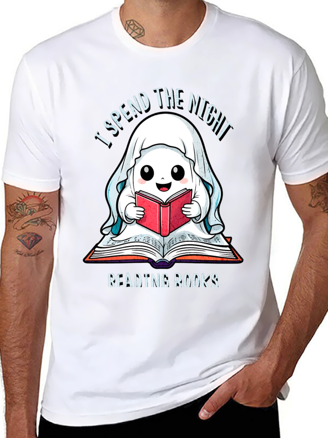 Ghost Reading Books T-Shirt