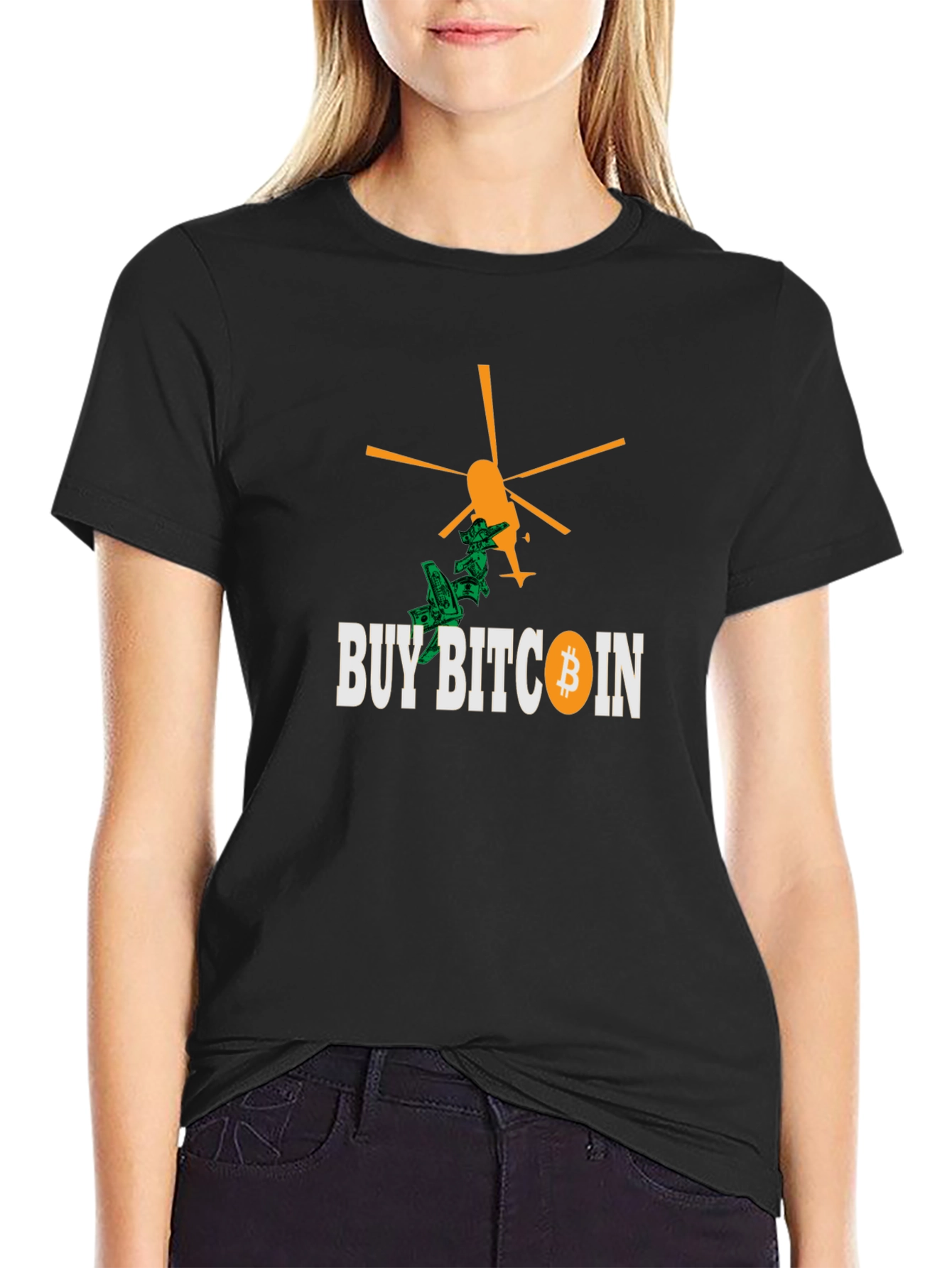 Buy Bitcoin Black T-Shirt - Crypto Helicopter Money