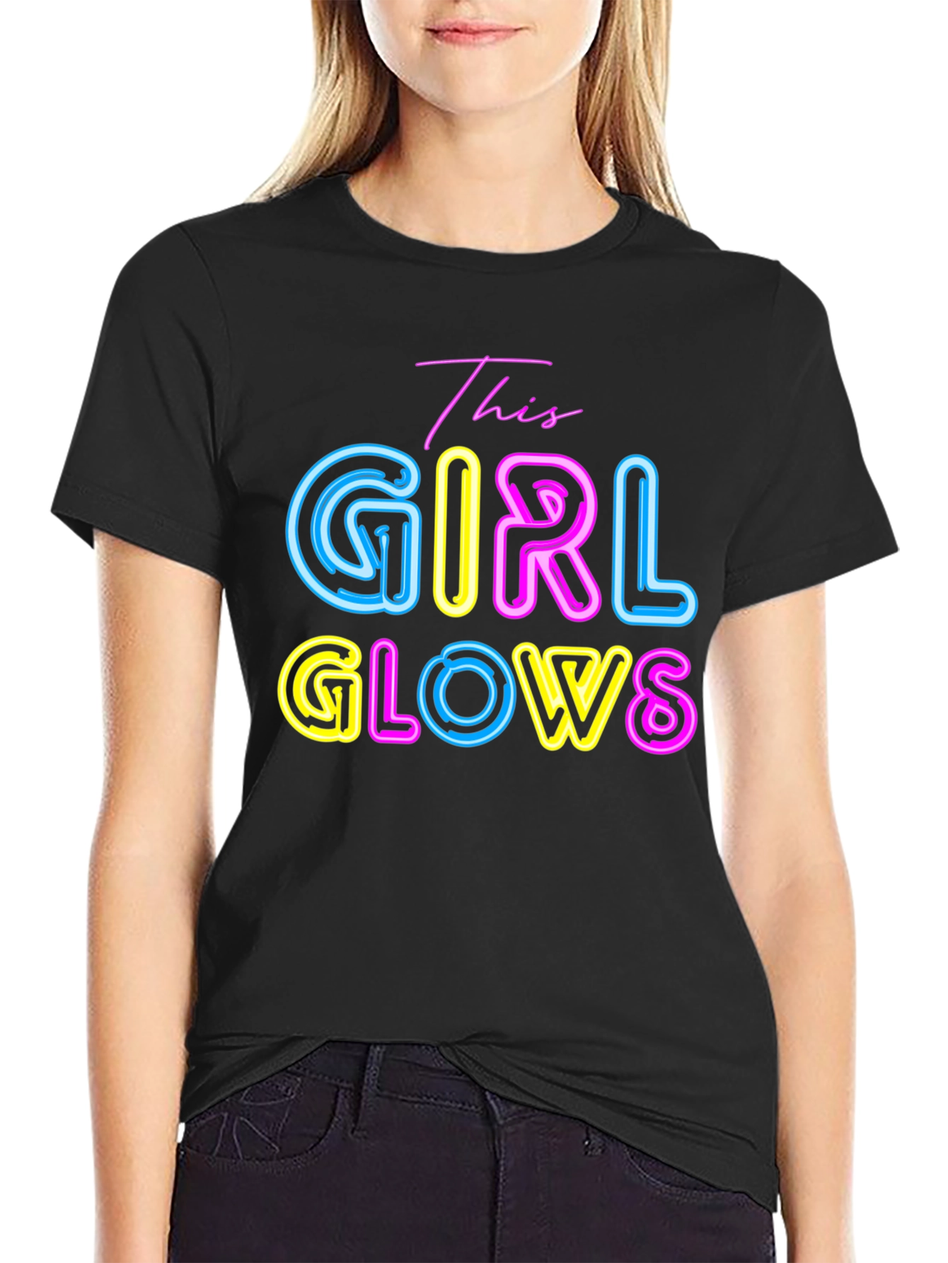 This Girl Glows T-Shirt - Neon Graphic Tee