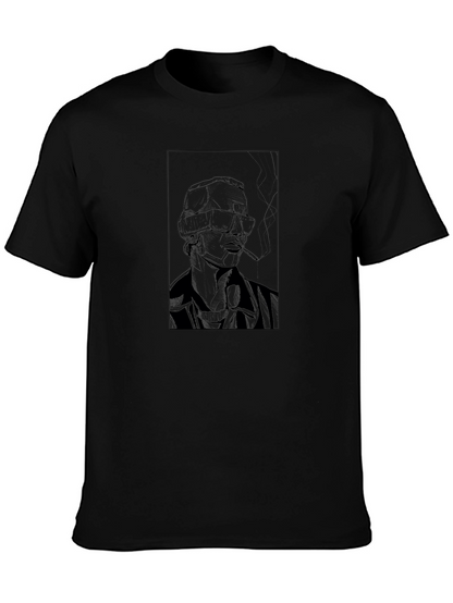Edgy Cyberpunk Smoker Graphic Tee - Black