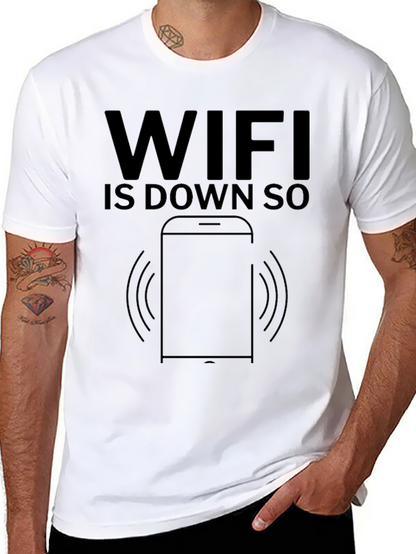 Funny WiFi Down Black Graphic T-Shirt