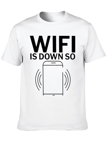 Funny WiFi Down Black Graphic T-Shirt