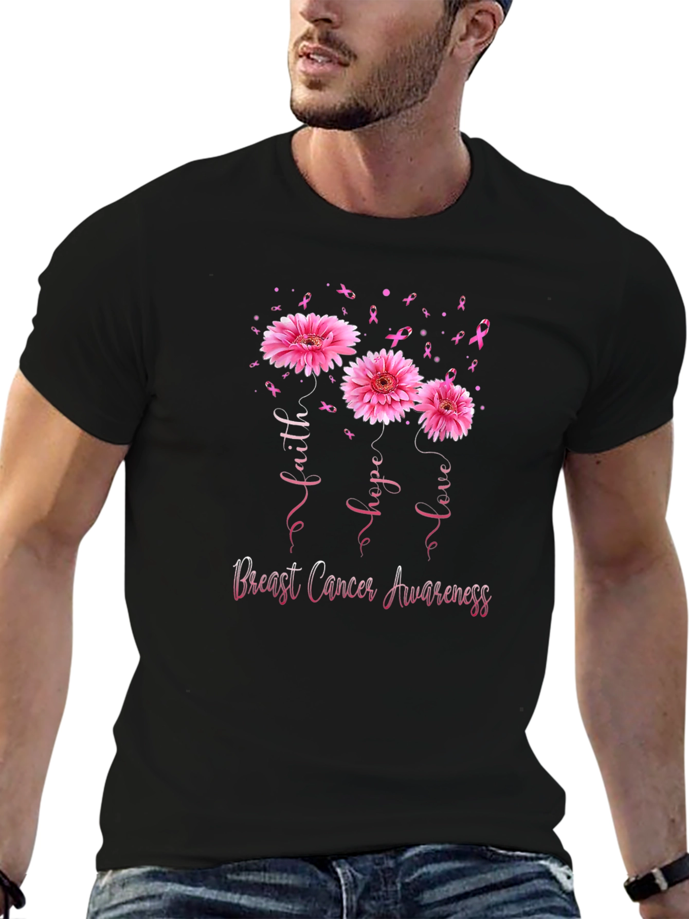 Faith Hope Love Breast Cancer Awareness T-Shirt