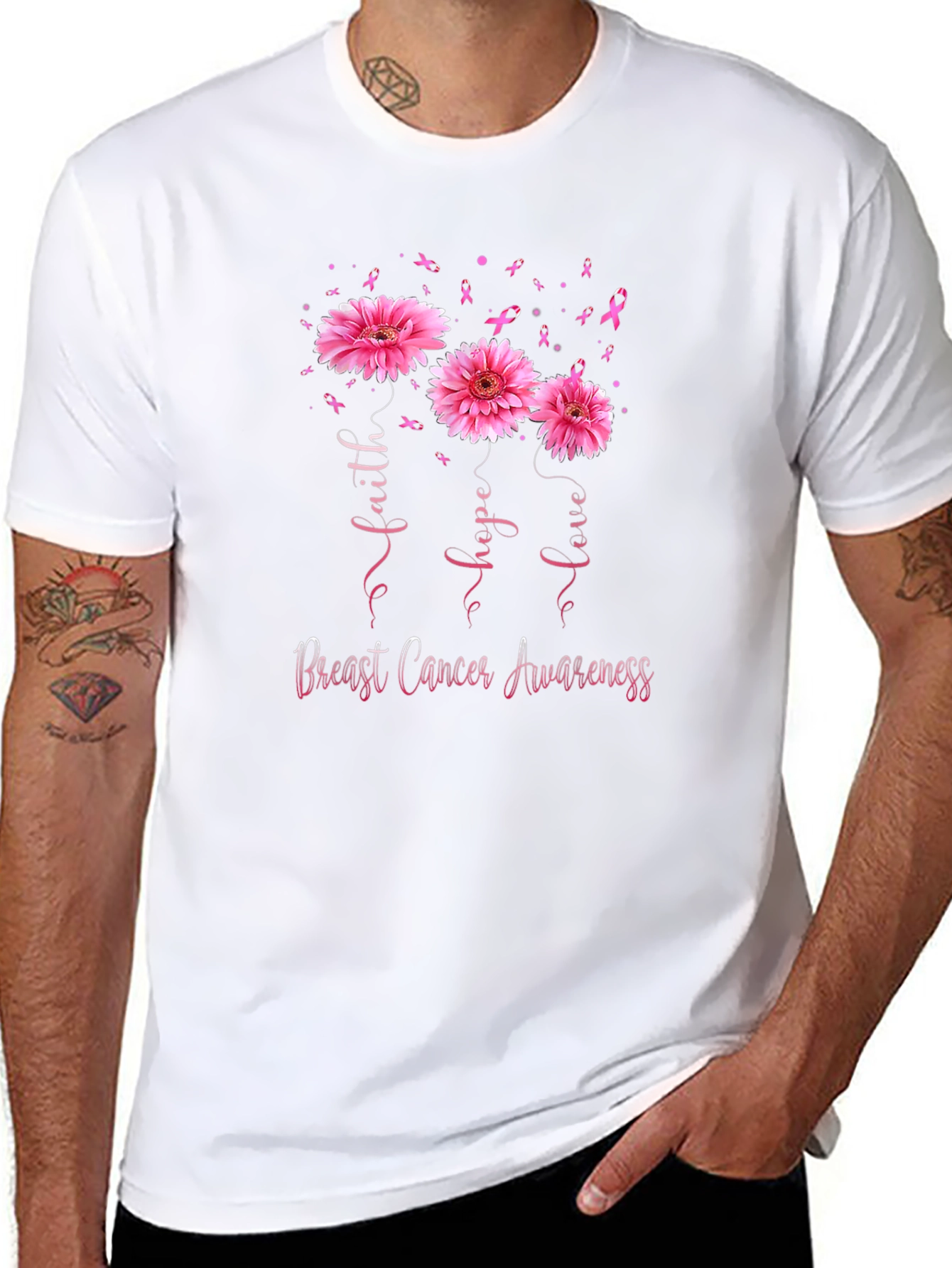 Faith Hope Love Breast Cancer Awareness T-Shirt