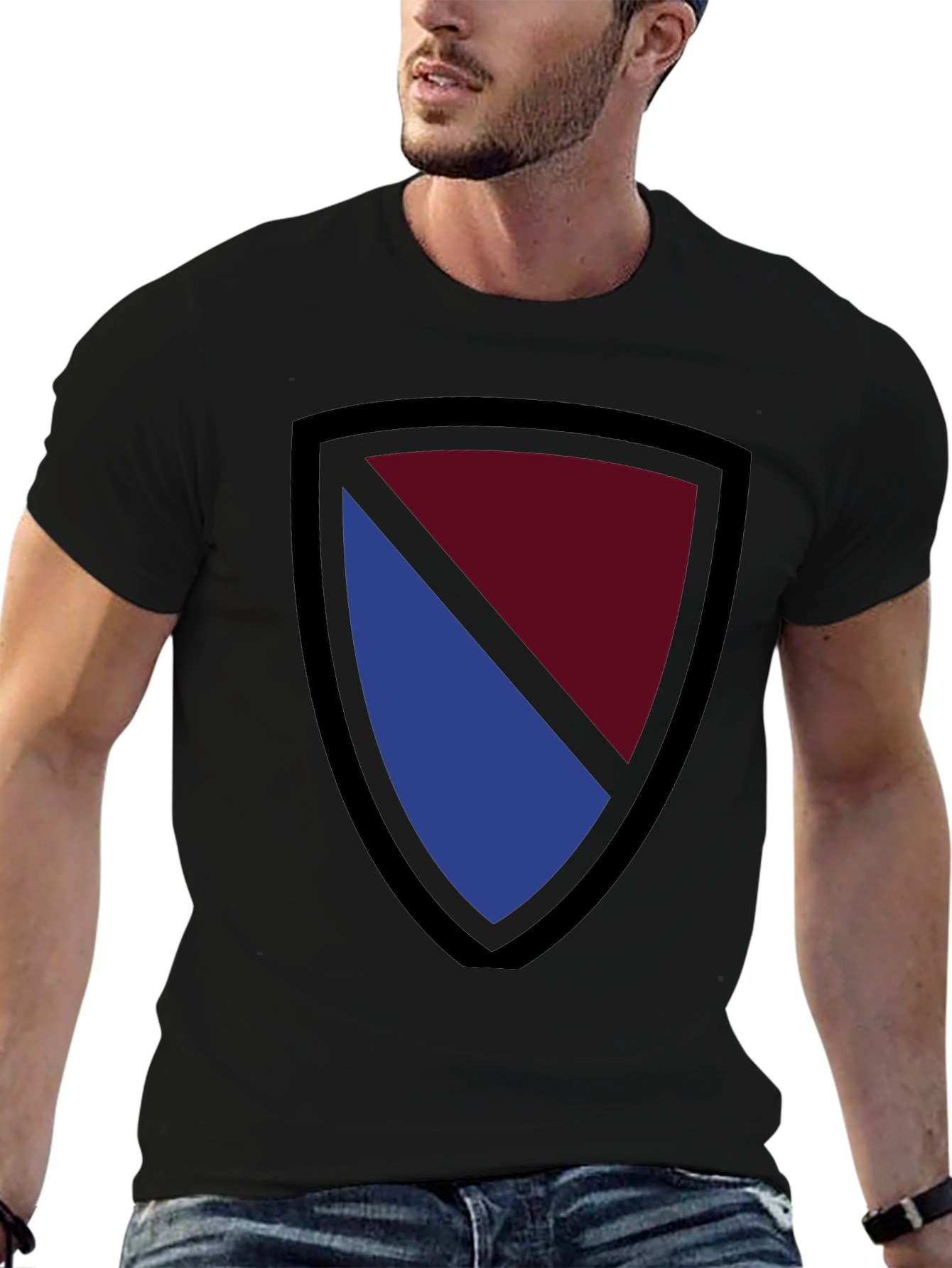 Shield Graphic T-Shirt - Burgundy & Blue