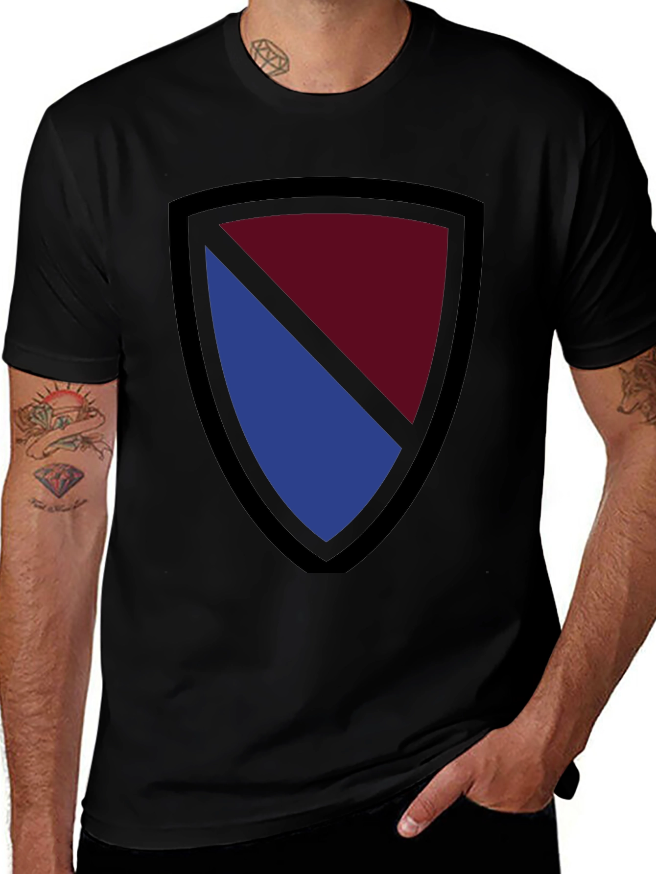 Shield Graphic T-Shirt - Burgundy & Blue
