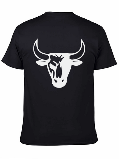 Black Bull Head Graphic Tee - Mens Casual T-Shirt