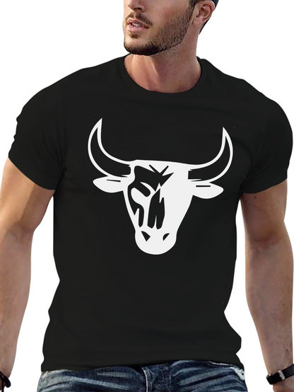 Black Bull Head Graphic Tee - Mens Casual T-Shirt