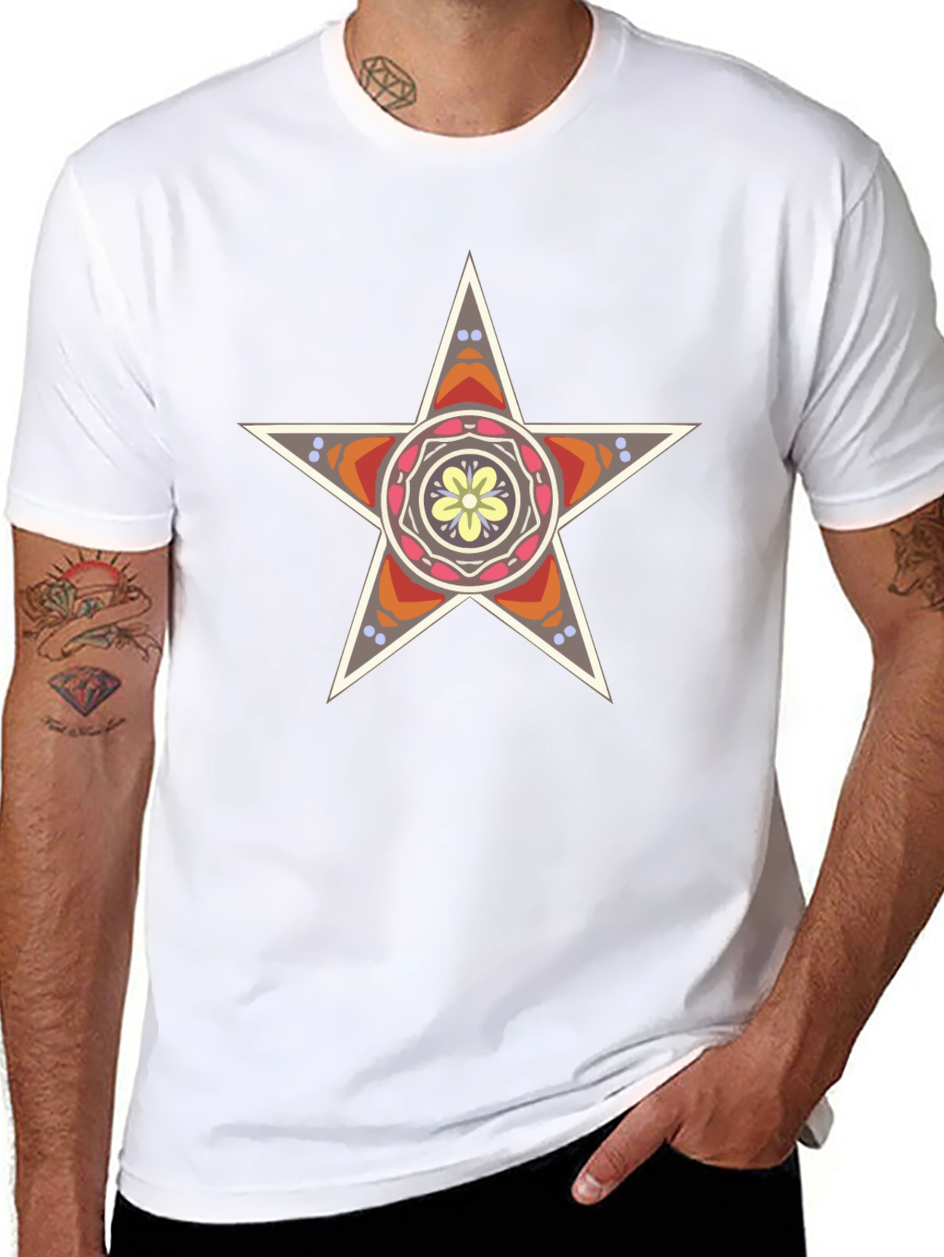 Star Mandala Graphic Tee - Stylish Black T-Shirt