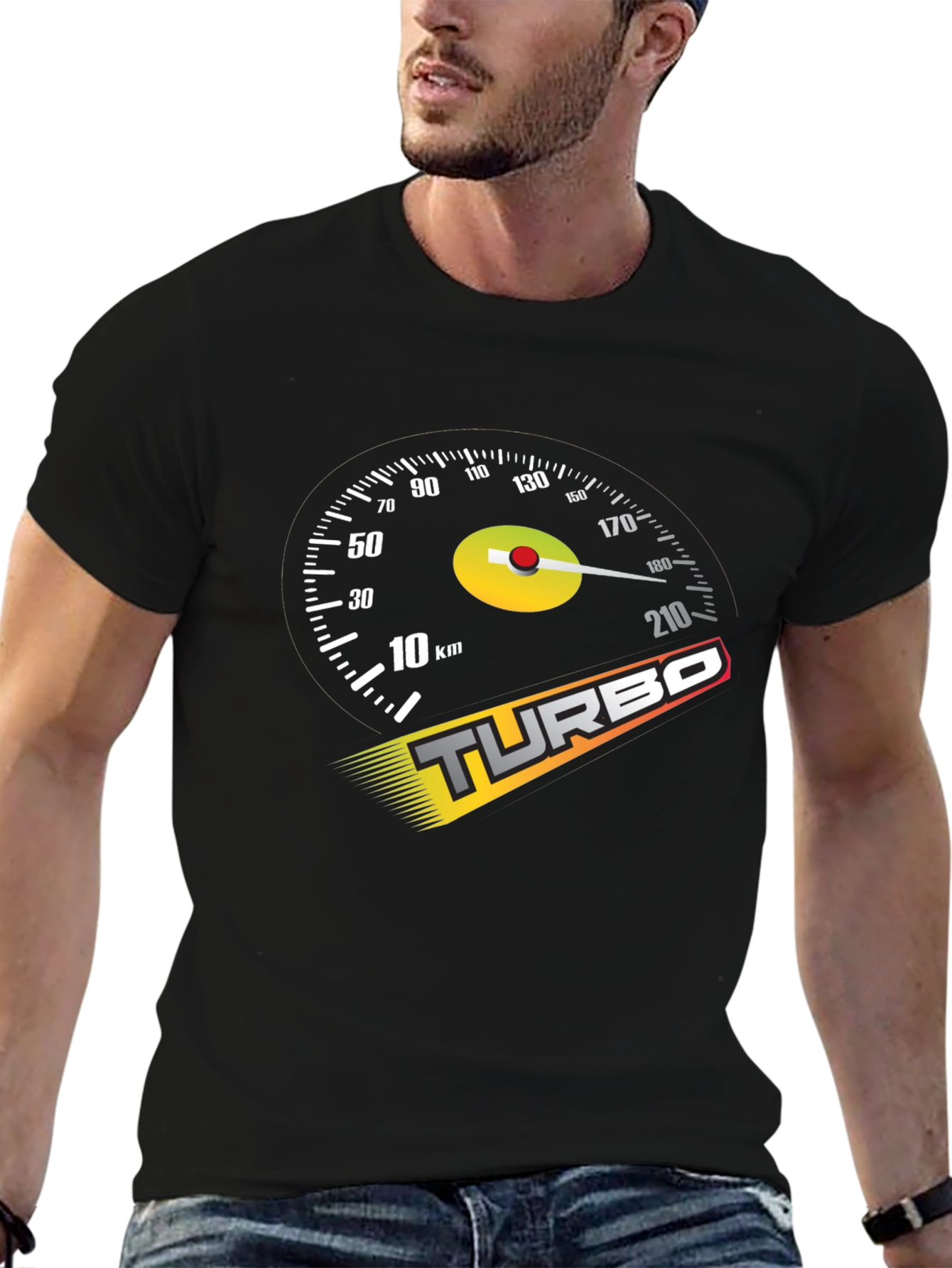 Turbo Speedometer Graphic Black T-Shirt