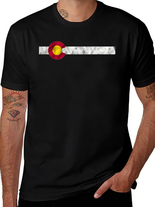 Colorado Flag Graphic Tee - Black Crewneck T-Shirt
