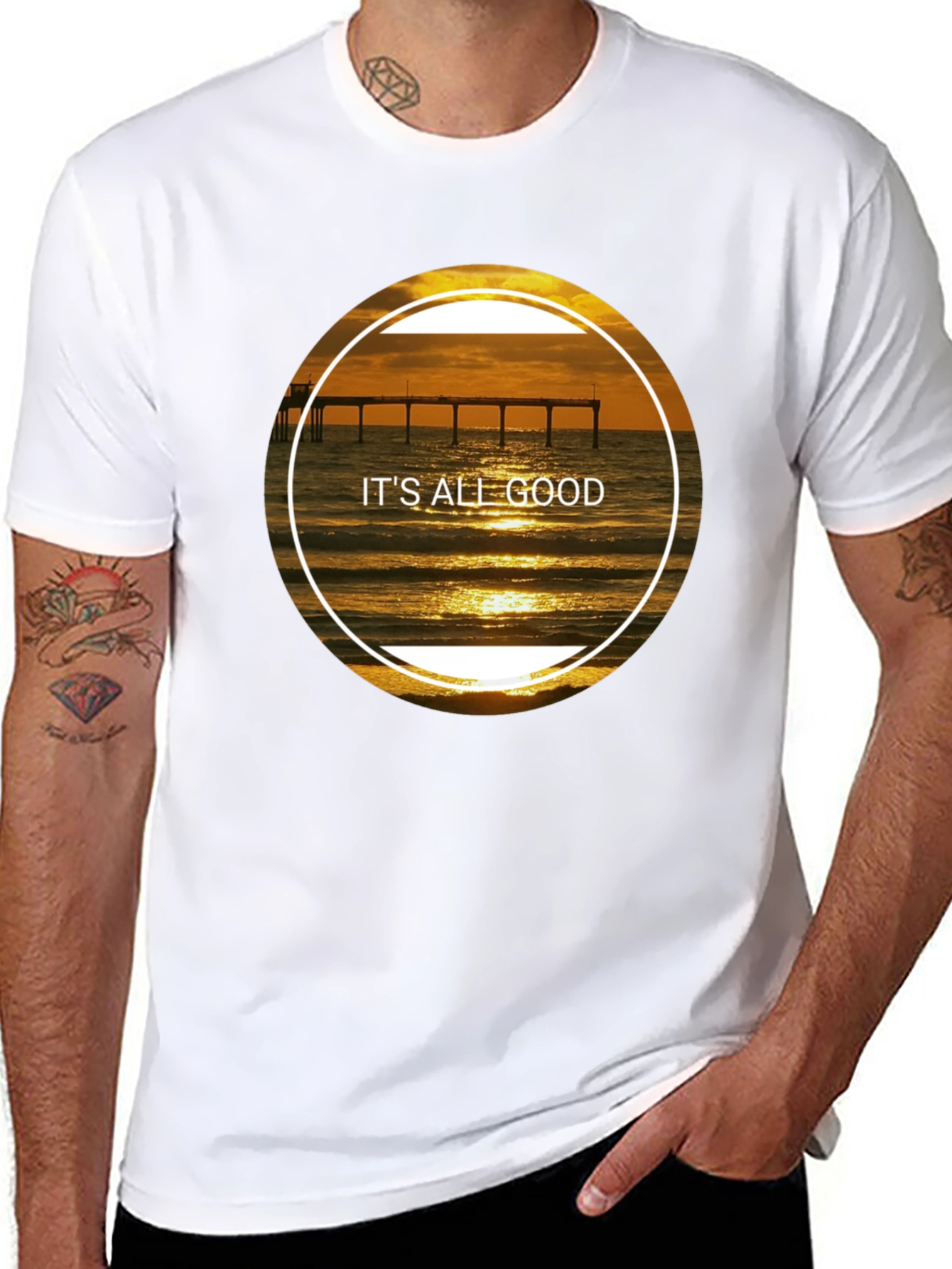 Its All Good Sunset Beach Pier T-Shirt