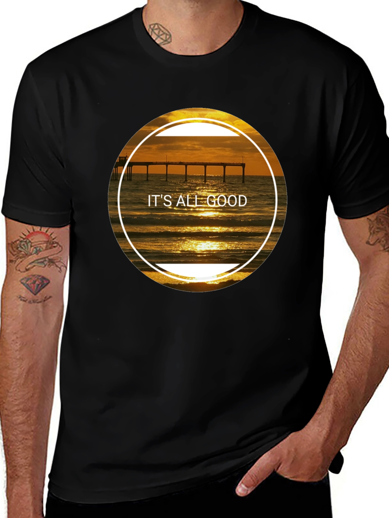 Its All Good Sunset Beach Pier T-Shirt