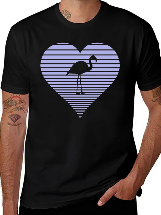 Flamingo Heart Graphic Tee - Black