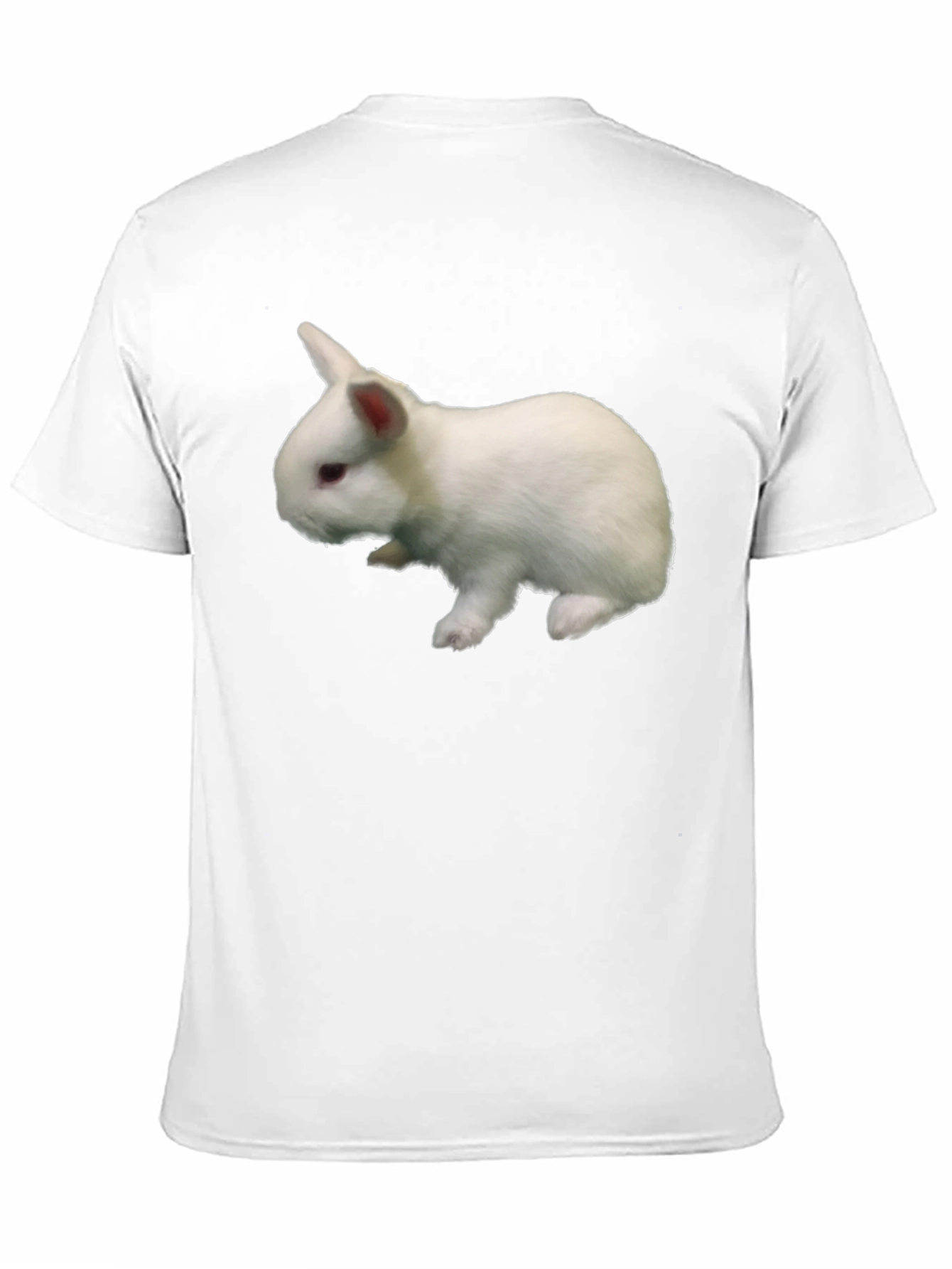 Black T-Shirt with White Rabbit Graphic Print