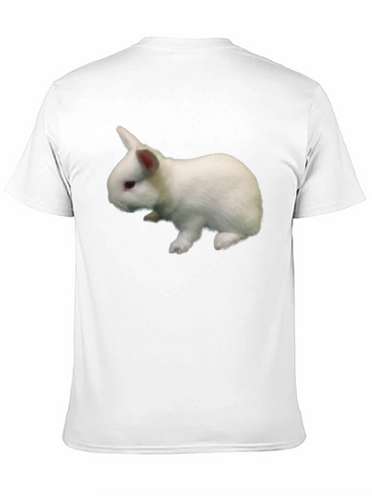 Black T-Shirt with White Rabbit Graphic Print