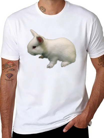 Black T-Shirt with White Rabbit Graphic Print