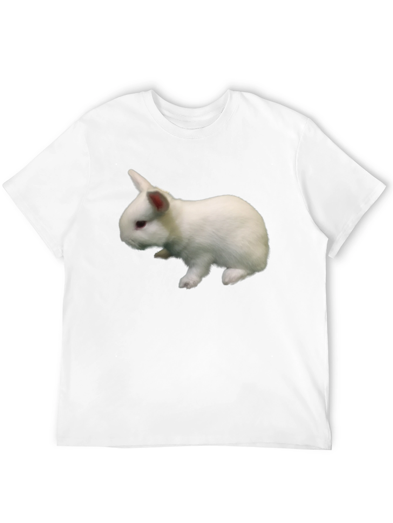 Black T-Shirt with White Rabbit Graphic Print