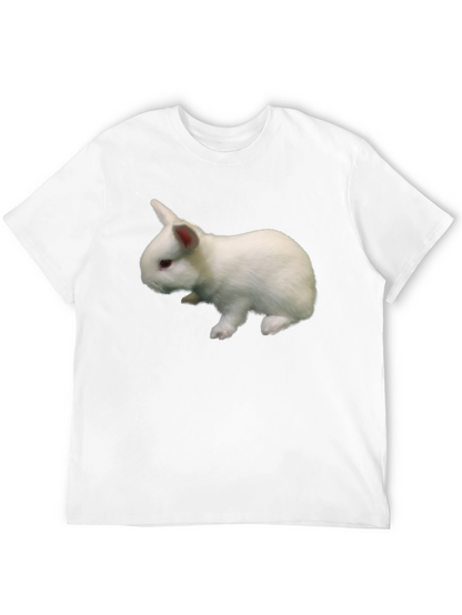 Black T-Shirt with White Rabbit Graphic Print