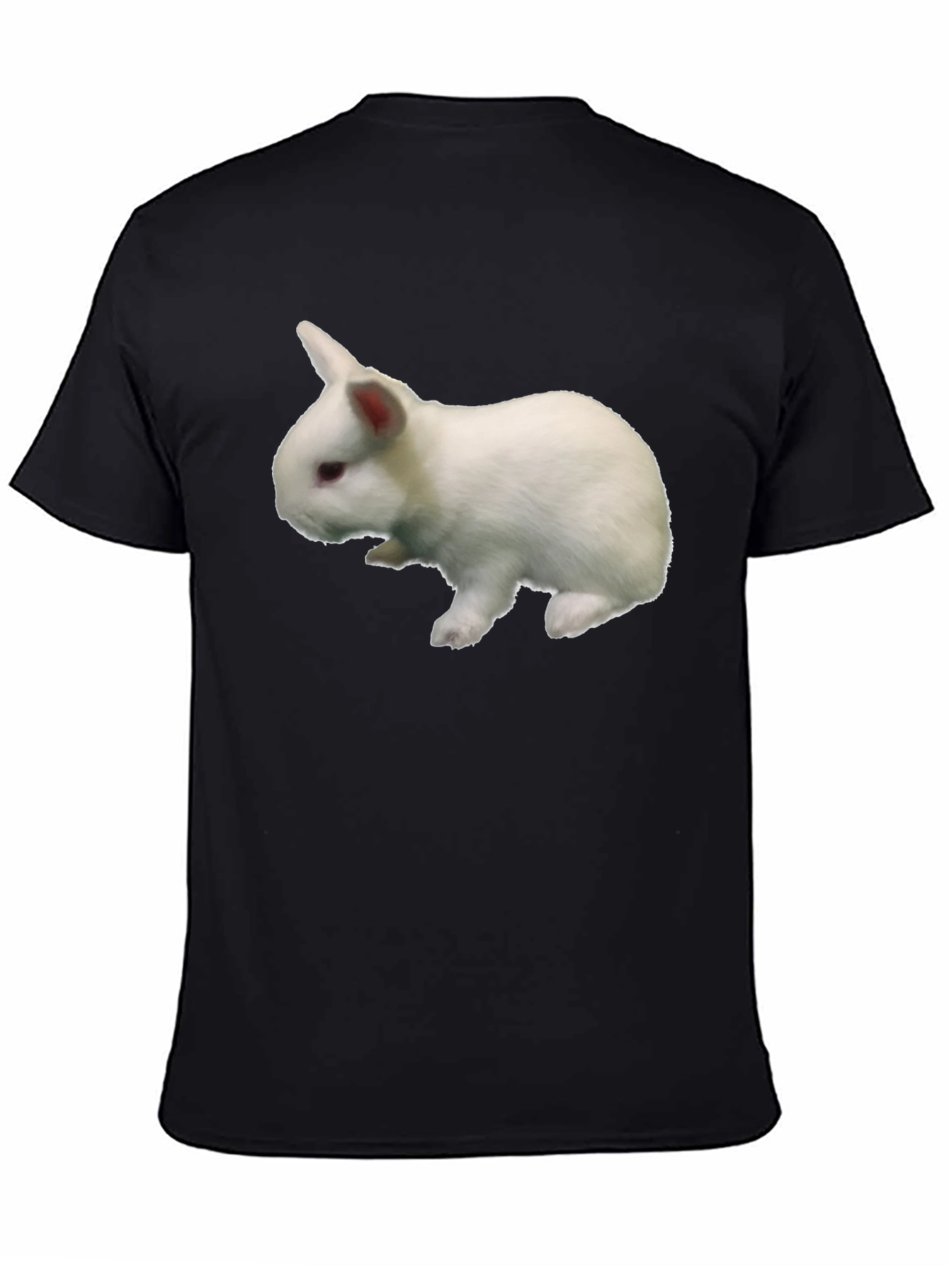Black T-Shirt with White Rabbit Graphic Print