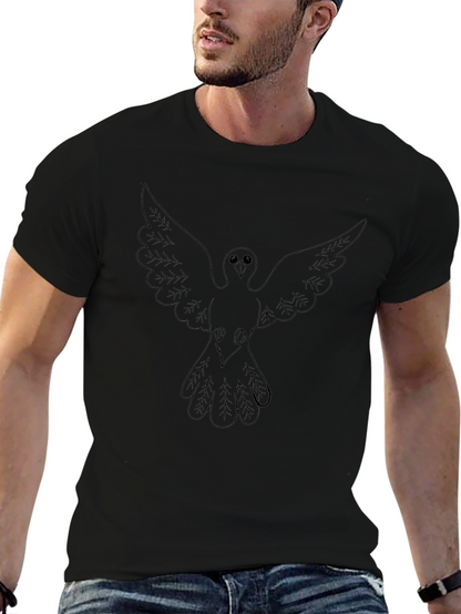 Mens Black T-Shirt with Dove Graphic