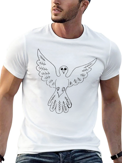 Mens Black T-Shirt with Dove Graphic