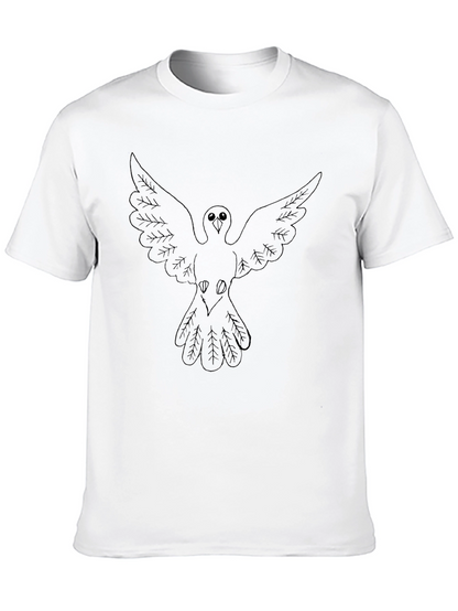 Mens Black T-Shirt with Dove Graphic