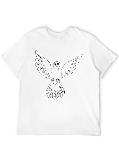 Mens Black T-Shirt with Dove Graphic