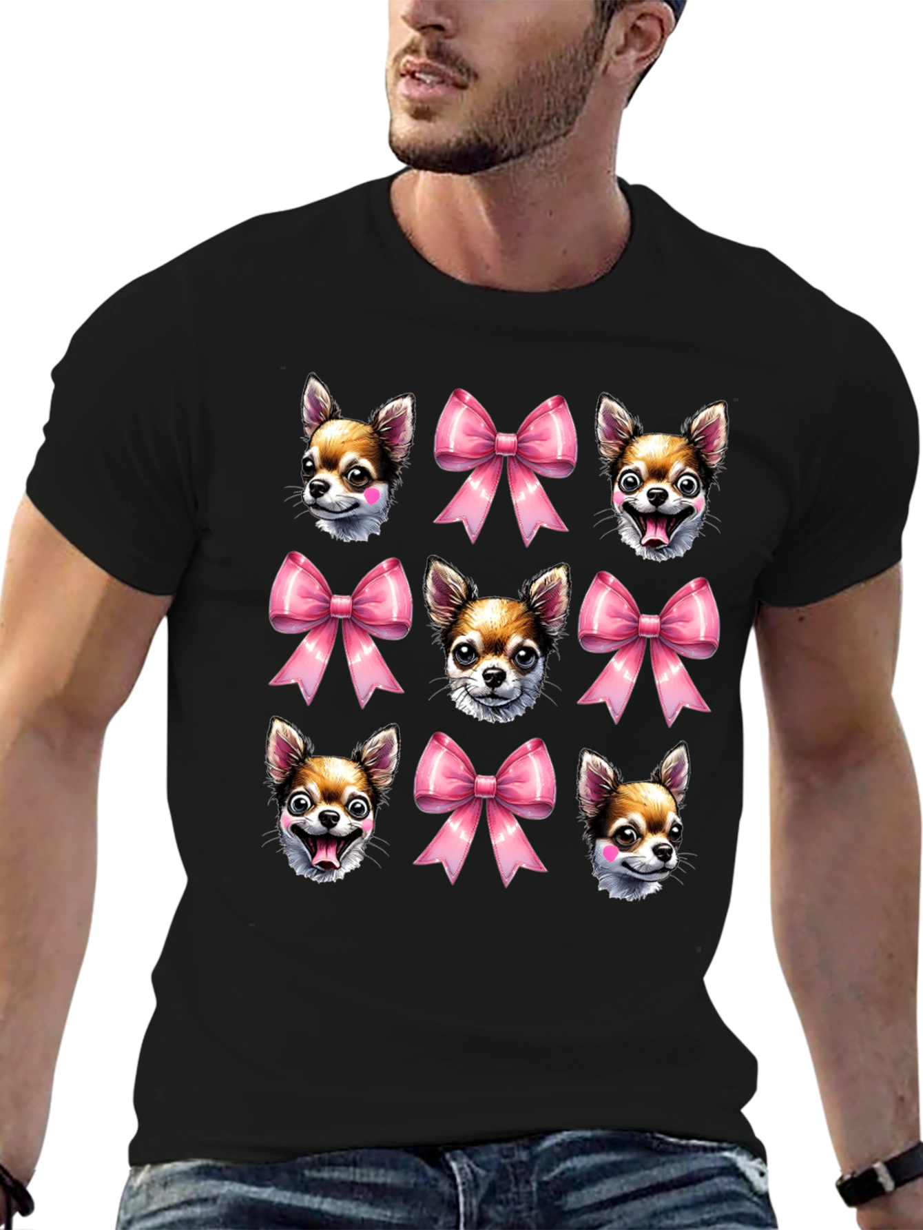 Dog & Bow Print T-Shirt