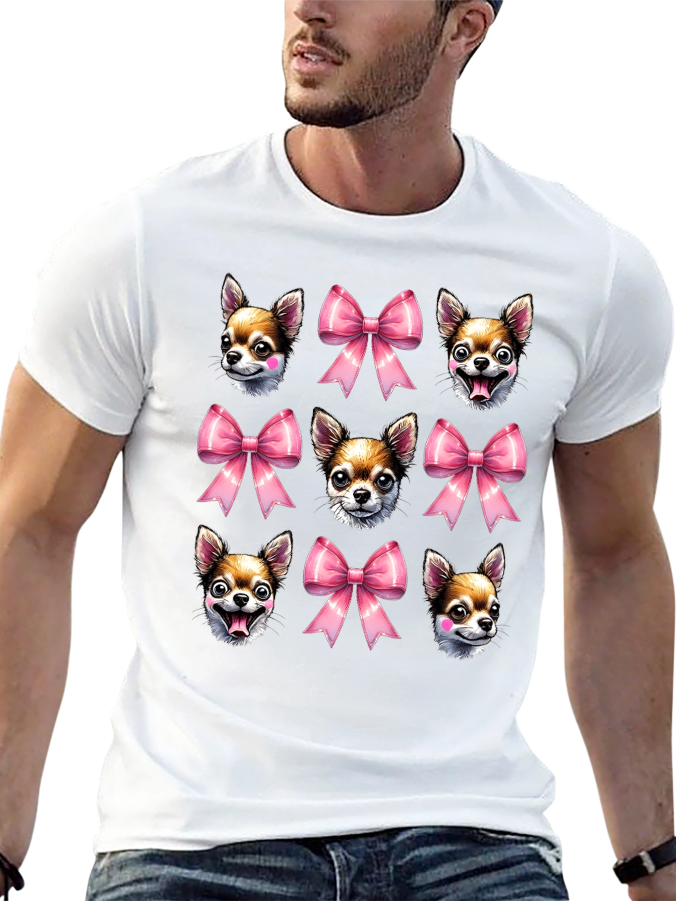 Dog & Bow Print T-Shirt