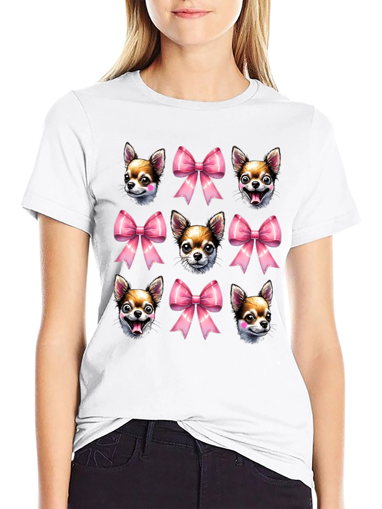 Dog & Bow Print T-Shirt