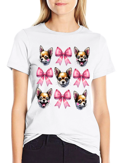 Dog & Bow Print T-Shirt