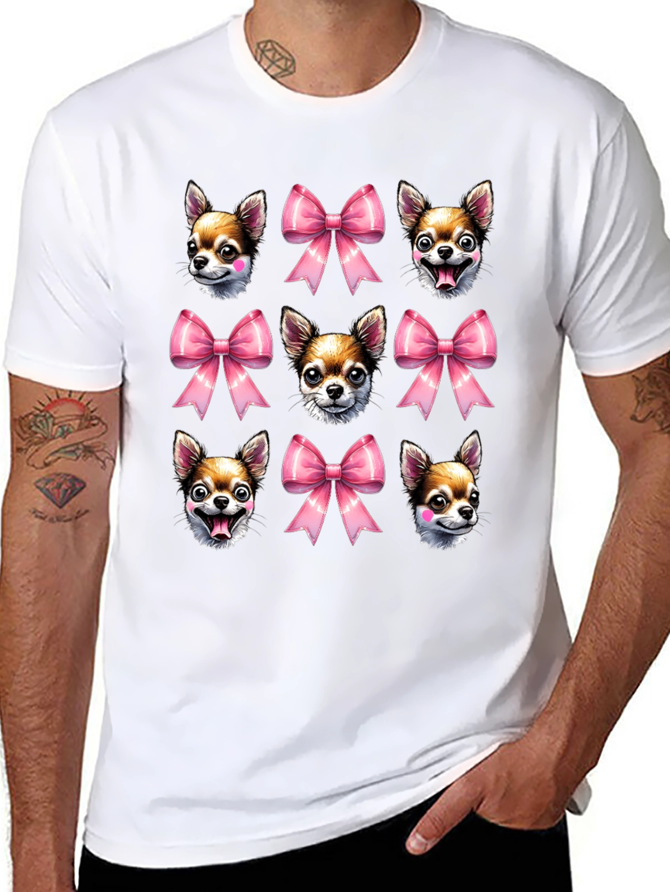 Dog & Bow Print T-Shirt