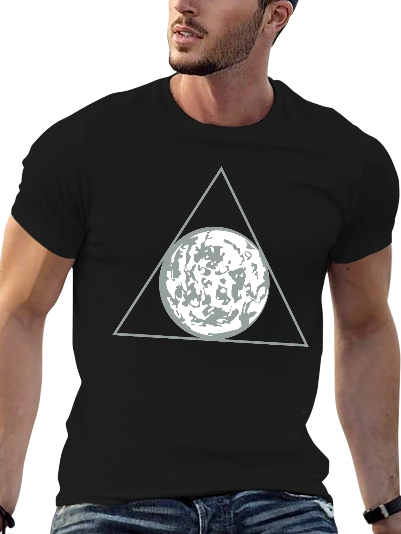 Triangle Moon Graphic T-Shirt - Modern Design