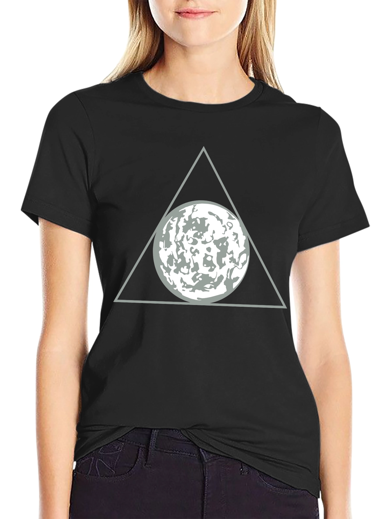 Triangle Moon Graphic T-Shirt - Modern Design