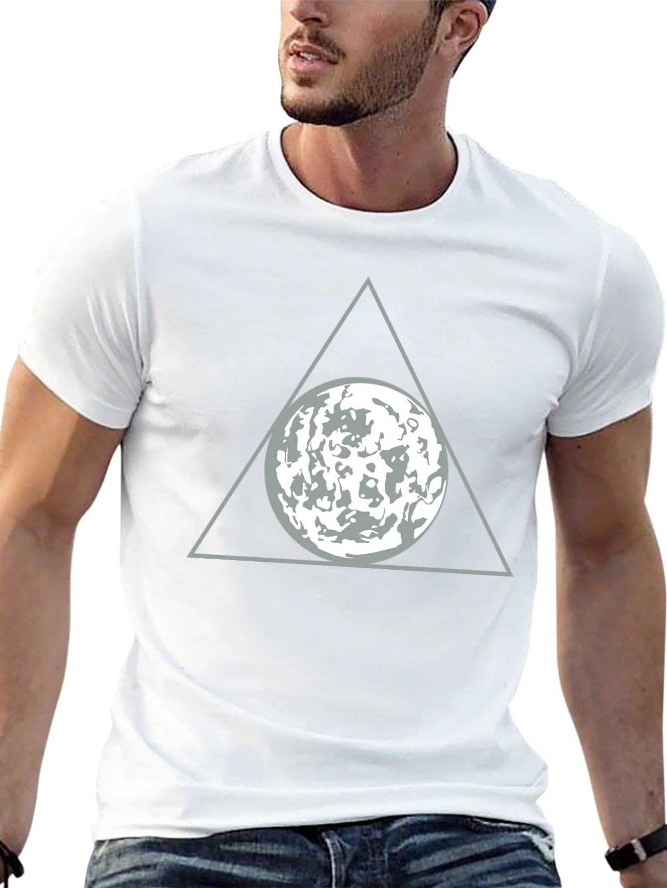 Triangle Moon Graphic T-Shirt - Modern Design