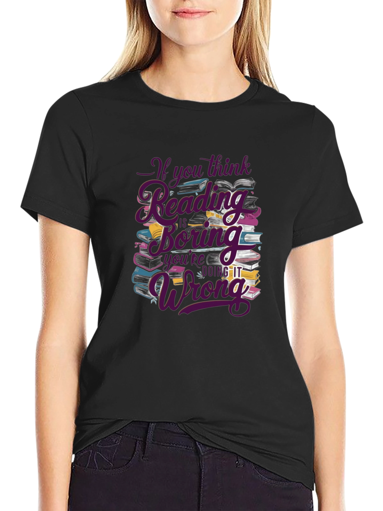 Reading is Not Boring Black T-Shirt