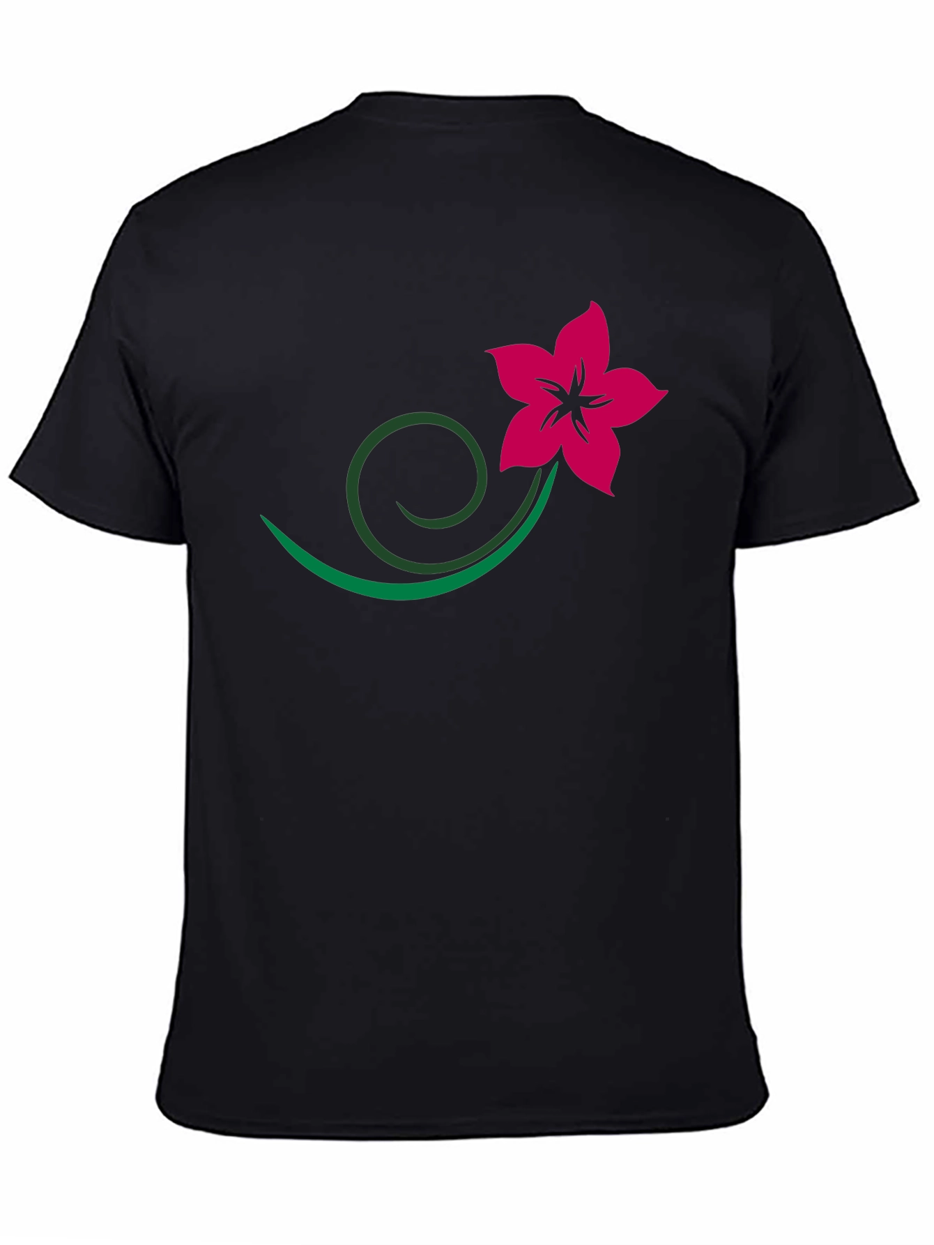 Black Tee with Floral Vine Design
