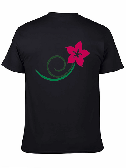 Black Tee with Floral Vine Design