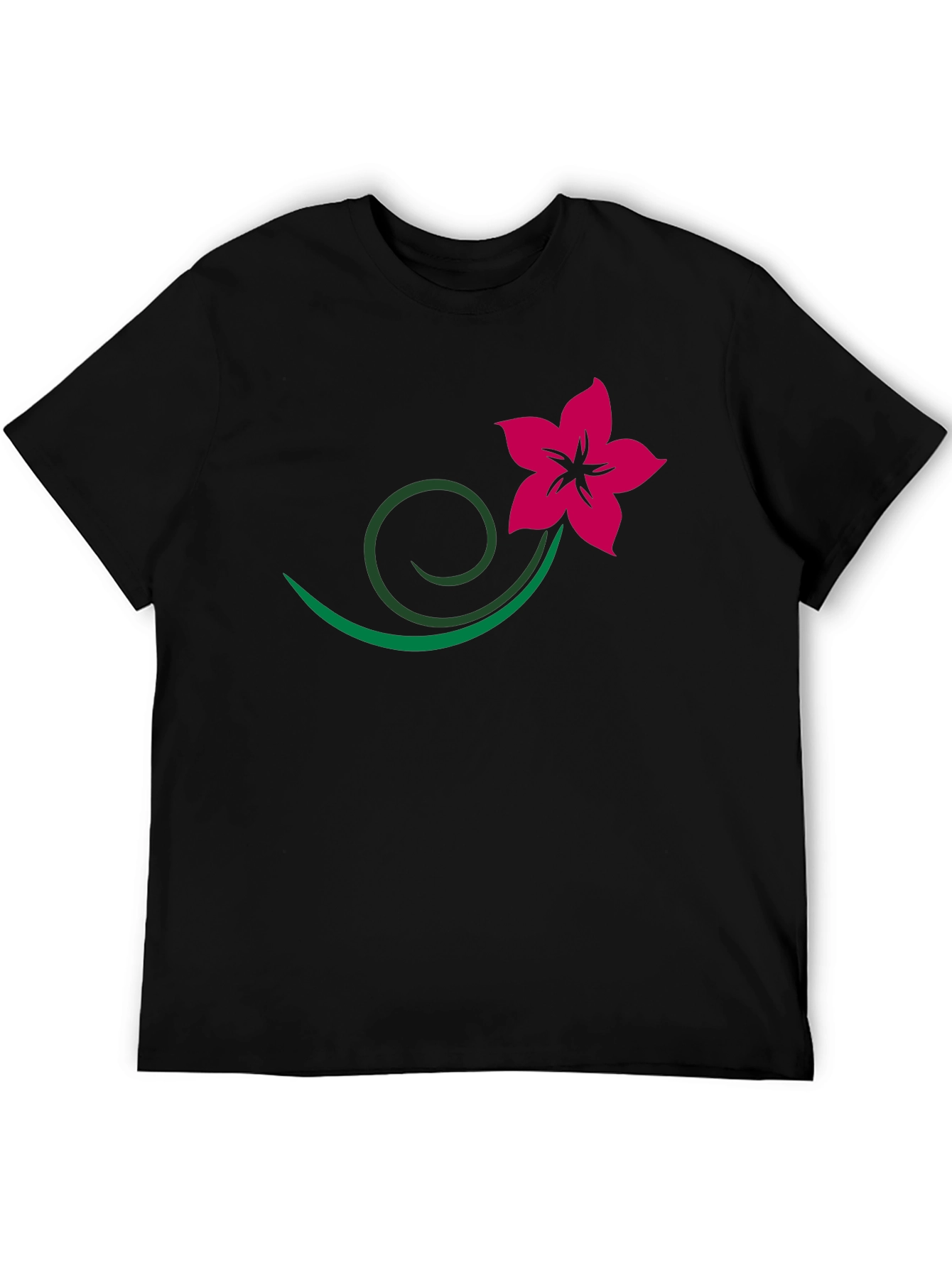 Black Tee with Floral Vine Design
