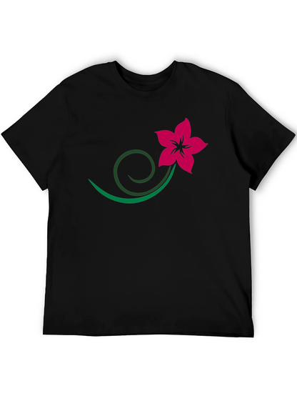 Black Tee with Floral Vine Design