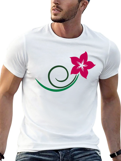 Black Tee with Floral Vine Design
