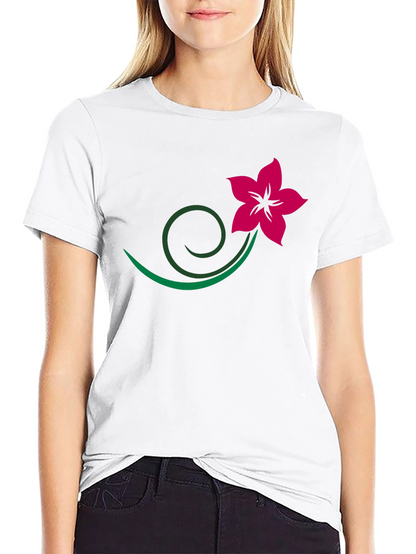 Black Tee with Floral Vine Design