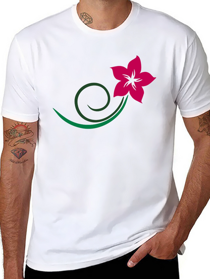 Black Tee with Floral Vine Design