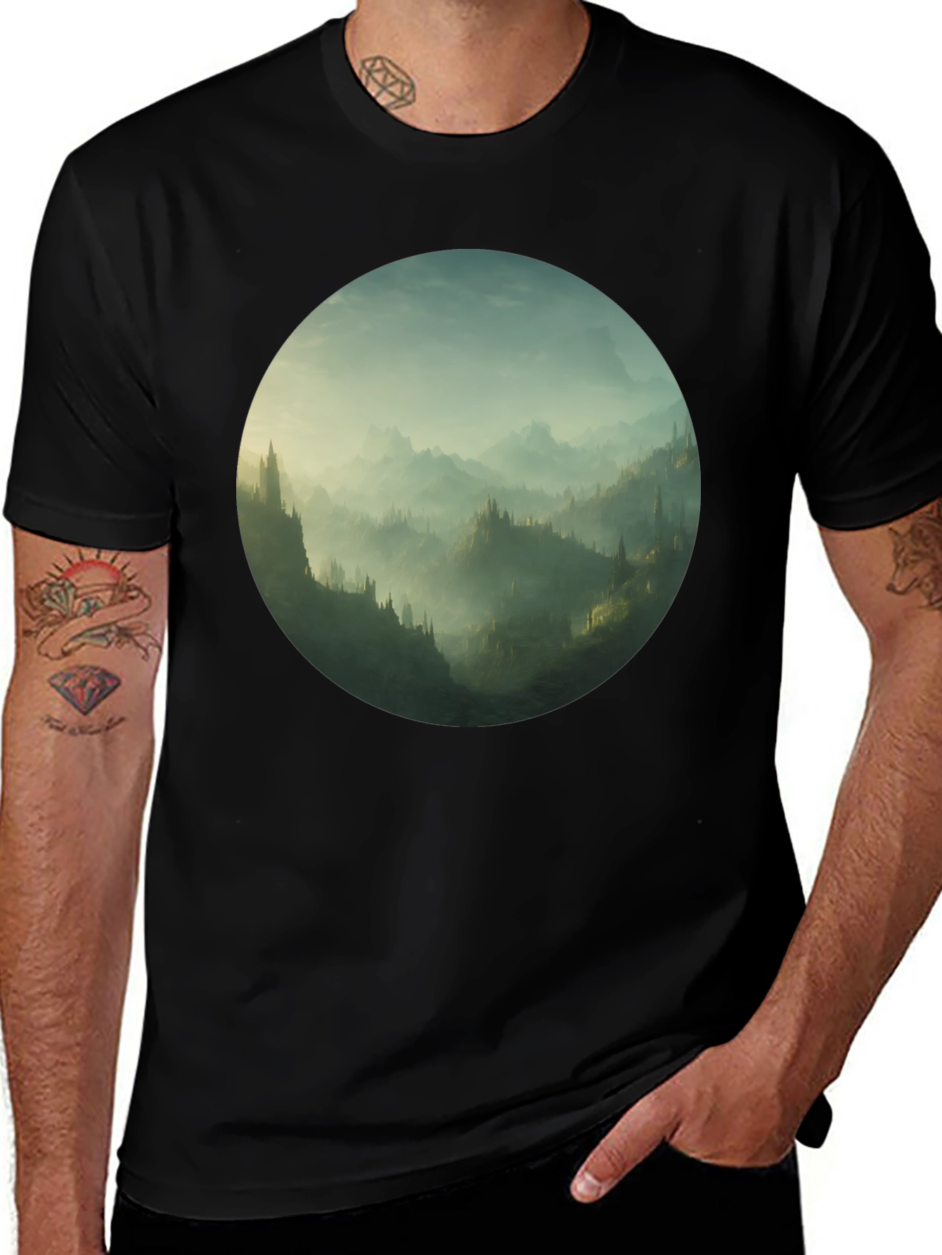 Mystic Mountain Vista Black T-Shirt