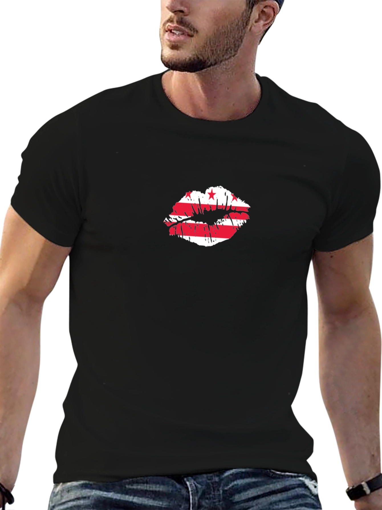 Kiss DC Flag Graphic Tee - Unisex Black T-Shirt