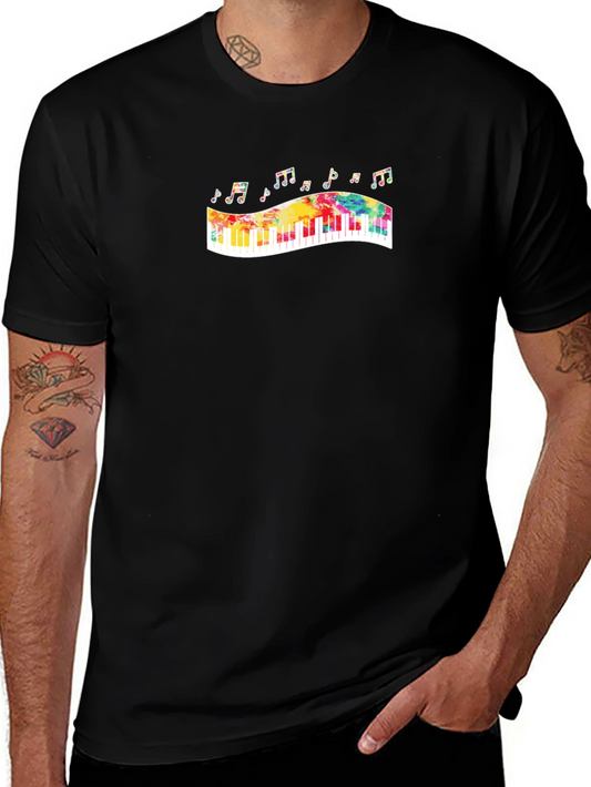 Colorful Keyboard Musical Notes Graphic Tee